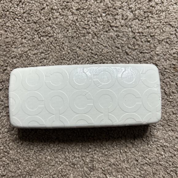 Coach Eye Glass Case ONLY Hard Hinged White Clam Shell With Logo - Picture 6 of 8